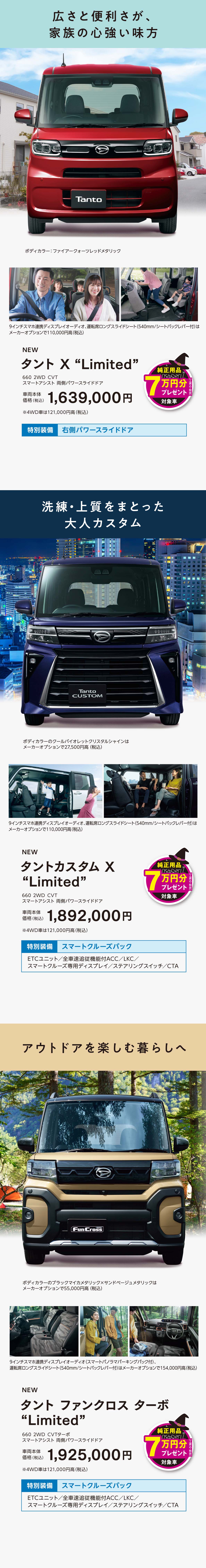 タント、タントカスタム、タントファンクロス